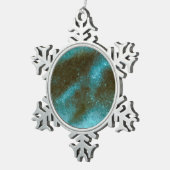 Groene Galaxy Sparkles Abstract Tin Sneeuwvlok Ornament (Rechts)