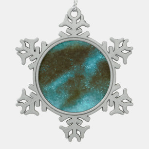 Groene Galaxy Sparkles Abstract Tin Sneeuwvlok Ornament