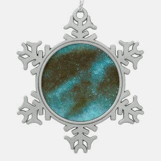 Groene Galaxy Sparkles Abstract Tin Sneeuwvlok Ornament