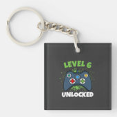 Groene Game Controller Niveau 6 Ontgrendeld Verjaa Sleutelhanger (voorkant)