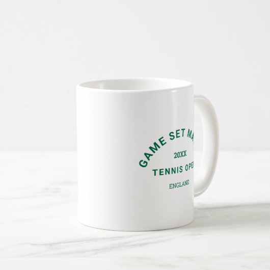 Groene Game Set Match Crest Tennis Toernooi Koffiemok (Voorkant rechts)