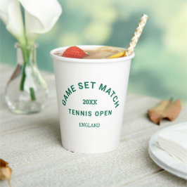 Groene Game Set Match Crest Tennis Toernooi Papieren Bekers