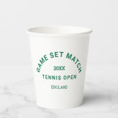 Groene Game Set Match Crest Tennis Toernooi Papieren Bekers (Achterkant)