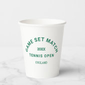Groene Game Set Match Crest Tennis Toernooi Papieren Bekers (Voorkant)