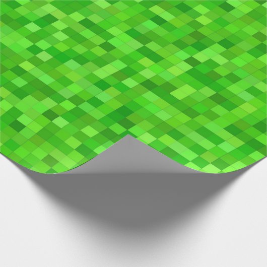 Groene Gamer Pixels Verjaardagsfeestje Cadeaupapier (Hoek)