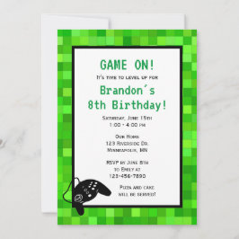 Groene gamerpixels | Aangepaste geboortedag Kaart