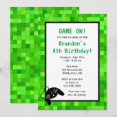 Groene gamerpixels | Aangepaste geboortedag Kaart (Voorkant / Achterkant)