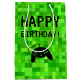 Groene gamerpixels | Aangepaste geboortedag Medium Cadeauzakje (Voorkant)