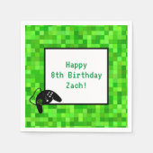 Groene gamerpixels | Aangepaste geboortedag Servet (Voorkant)