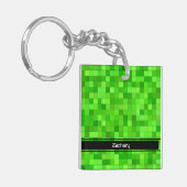 Groene gamerpixels Acrylische Sleutelhanger (Voorkant Links)