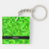 Groene gamerpixels Acrylische Sleutelhanger (Achterkant)