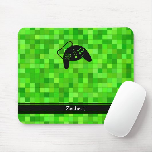 Groene gamerpixels | Gepersonaliseerd Muismat (Met muis)