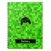 Groene gamerpixels | Gepersonaliseerd Notitieboek 
