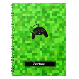 Groene gamerpixels | Gepersonaliseerd Notitieboek 