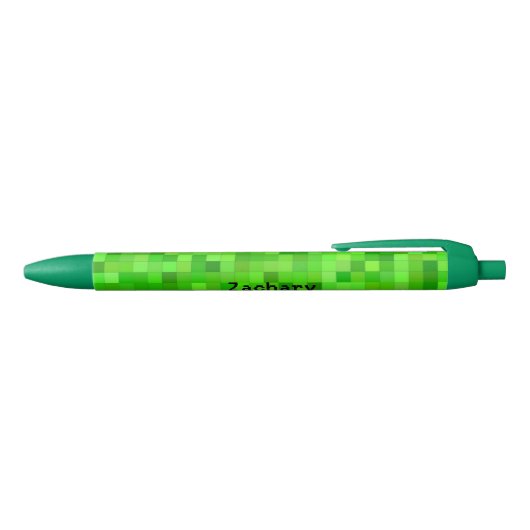 Groene gamerpixels | Gepersonaliseerd Zwarte Inkt Pen (Bovenkant)