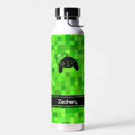 Groene gamerpixels op maat waterfles