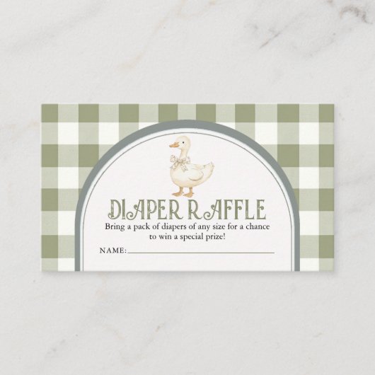Groene Gans Baby shower Luier Raffle Encl Informatiekaartje (Voorkant)