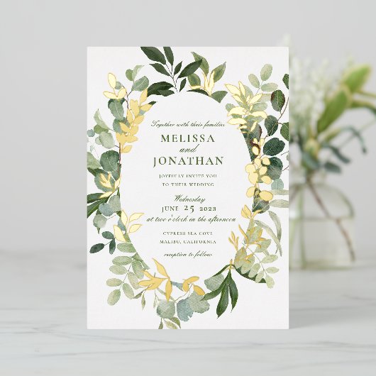 Groene Garden Wedding Uitnodiging (Staand Voorkant)