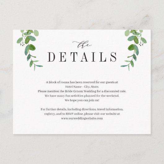 Groene Garland Greenery Wedding Enclosure Kaart (Voorkant)