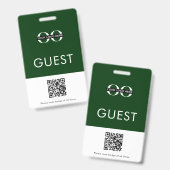 Groene gastbadge met aangepaste Logo- en QR-code Badge (Voor- en achterkant)