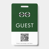 Groene gastbadge met aangepaste Logo- en QR-code Badge (Achterkant)