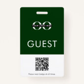Groene gastbadge met aangepaste Logo- en QR-code Badge (Achterkant)