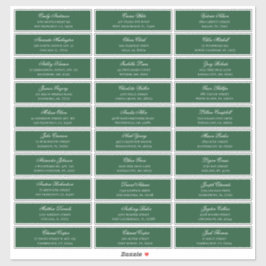 Groene gasten namen adres. Bruiloft verzendlabel Sticker