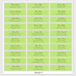 Groene gasten namen adres. Bruiloft verzendlabel Sticker