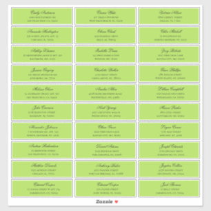 Groene gasten namen adres. Bruiloft verzendlabel Sticker