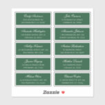 Groene gastnamen adres. Bruiloft verzendlabels Sticker<br><div class="desc">Groene smaragd verzendadres sticker voor elke gast.</div>