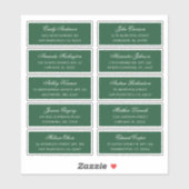 Groene gastnamen adres. Bruiloft verzendlabels Sticker (Vel)