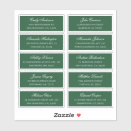 Groene gastnamen adres. Bruiloft verzendlabels Sticker