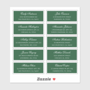 Groene gastnamen adres. Bruiloft verzendlabels Sticker