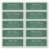 Groene gastnamen adres. Bruiloft verzendlabels Sticker (Voorkant)