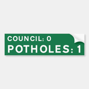 Groene Gat in de Weg bumpersticker Raad 0, Gaten 1