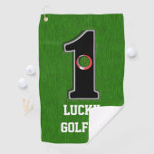 Groene gat in één Lucky Golfer maken met tekst Golfhanddoek (Insitu)