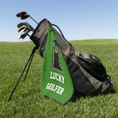 Groene gat in één Lucky Golfer maken met tekst Golfhanddoek (Groen)