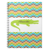 Groene Gator op Chevron gepersonaliseerd Notitiebo Notitieboek (Voorkant)
