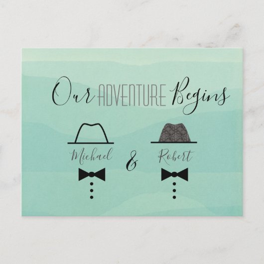 Groene Gay Bruiloft Save The Date Aankondigingskaart (Voorkant)