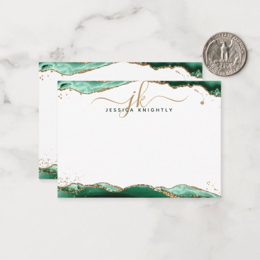 Groene geanide van het Manuscript van de Geode Mon Notitiekaartje (Voorkant / Achterkant in situ)