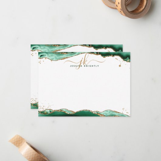 Groene geanide van het Manuscript van de Geode Mon Notitiekaartje (Voorkant / Achterkant in situ)