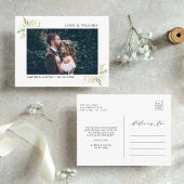 Groene gebladerte botanische bruiloft foto dank u briefkaart