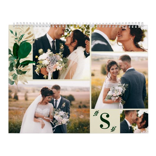 Groene gebladerte Passen getrouwd eerste jaar brui Kalender (Hoes)