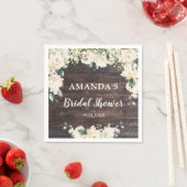 Groene gebladerte rustieke hout boho witte rozen servet (Insitu)