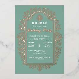 Groene geboorte. Double Celebration Folie vakantie Feestdagenkaart