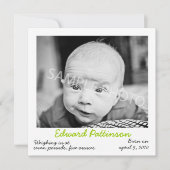 Groene geboorteaankondiging aankondiging (Voorkant)