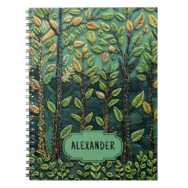 Groene geborduurde Natuur bosbomen buiten Notitieboek