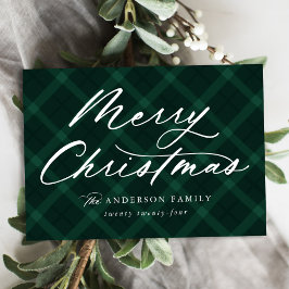 Groene Geborstelde Geruite Prettig Kerstmis Niet-F Feestdagenkaart