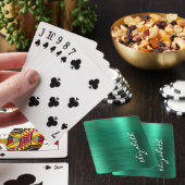 Groene Geborstelde Metaal Handtekening Script Pokerkaarten (Insitu)