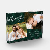 Groene Geborstelde Plaid Kerst Fotoblokken (Links)